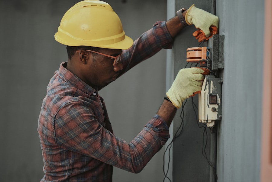 Plumber inspecting boiler